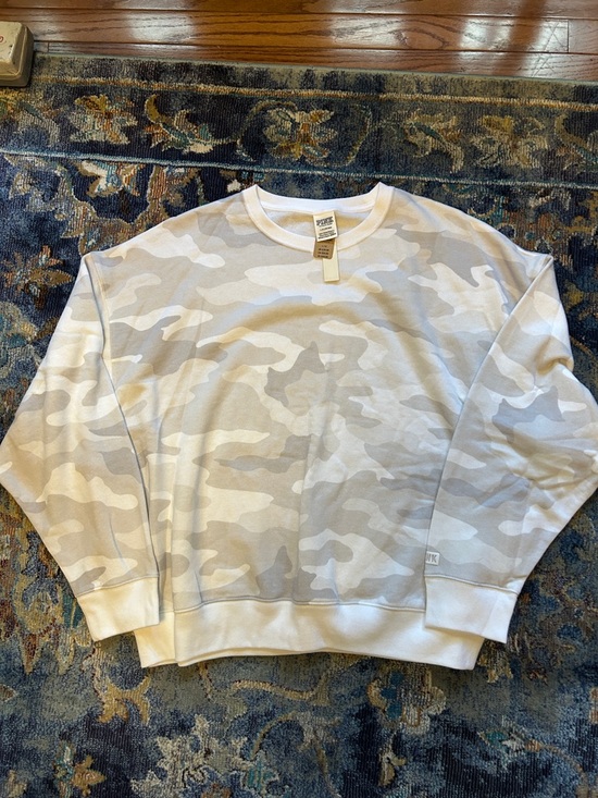 PINK Victoria's Secret Tops - PINK Victoria's Secret Light Gray Camo Crewneck Sweatshirt
